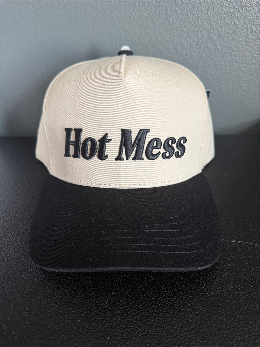 CC Boutique Cream Crown with Black Brim Snapback Hat
